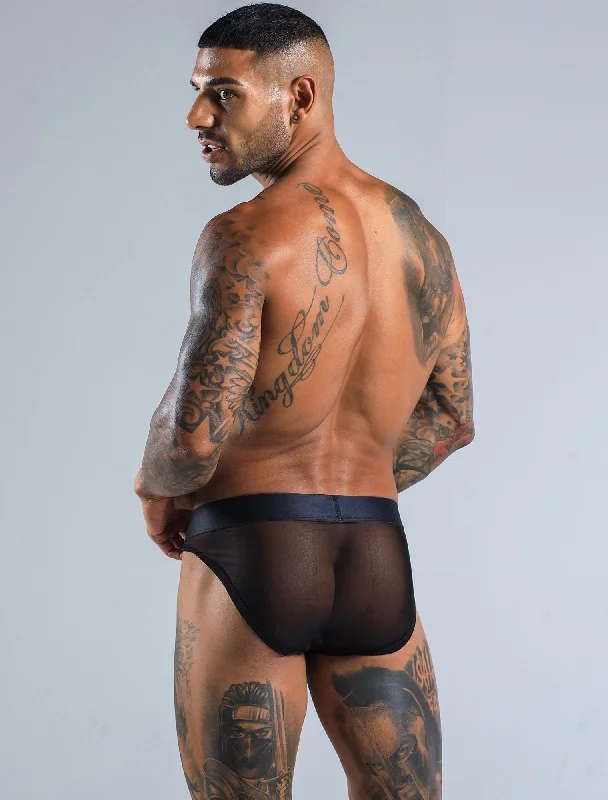 All Over Mesh Briefs - Black