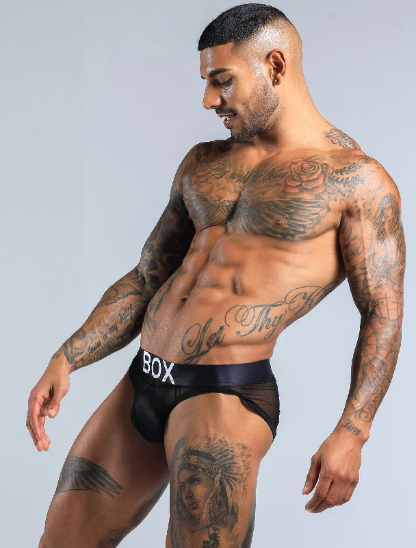 All Over Mesh Briefs - Black