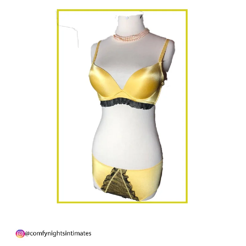 Latest Yellow Double Padded Bra Set