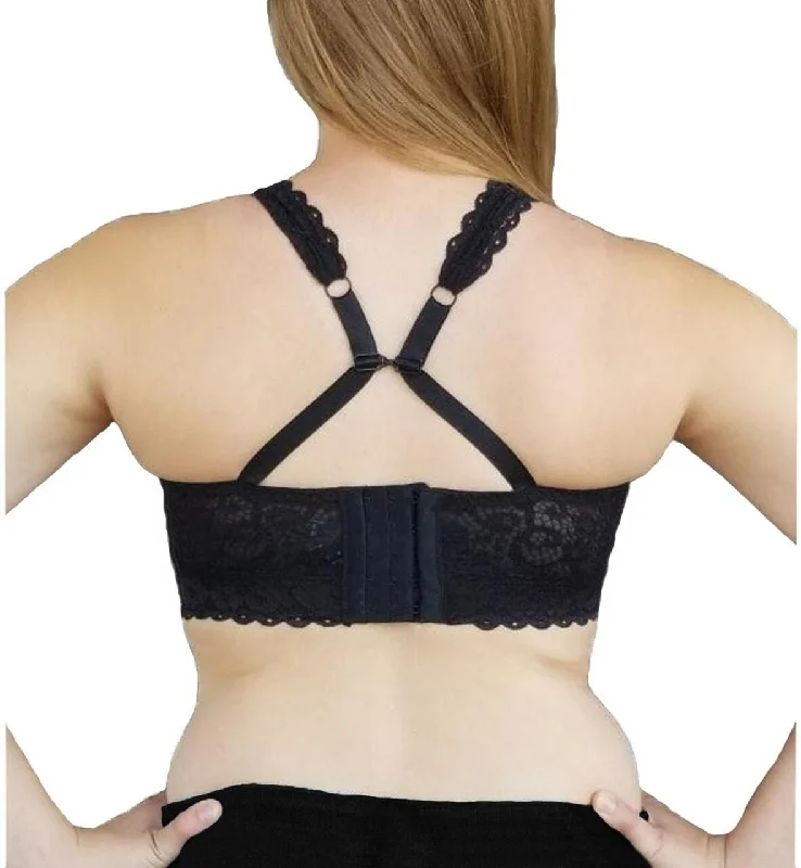 Parfait Adriana Bra Sized Lace Non-Underwire J-Hook Bralette (Black + Pearl White)